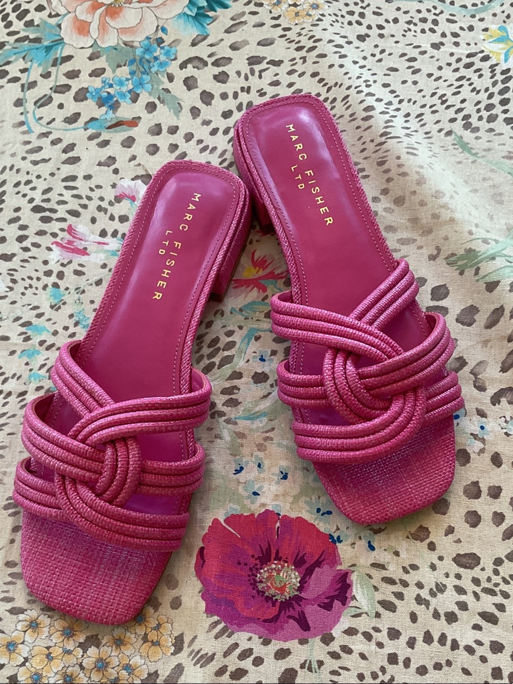 Marc Fisher Casara Rose-Pink Knotted Slide Mules